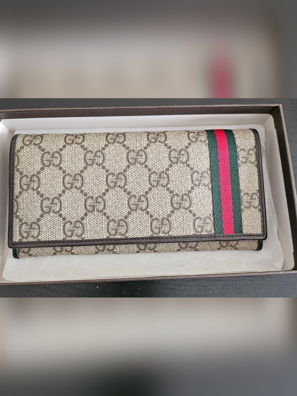 Gucci GG Supreme Web Stripe Long Wallet
